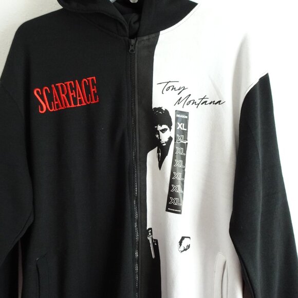 Scarface Full Zip Hoodie Men's Size XL Black White Tony Montana Mobster Jacket - Picture 3 of 11